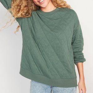 Sage Green Quilted Tunic Sweatshirt - Size Large